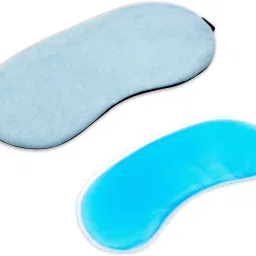 Lightweight & Comfortable Soft Cotton Sleep Eye Mask With Cooling Gel Inserts, Ultimate Sleeping Aid/Blindfold, Light Blocking Eyeshade, Light blue Color-image-34