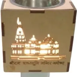 Ram Mandir Wooden Light Kapoor Dani with On/Off Switch,Incense Burner Aroma Wooden Incense Holder-21