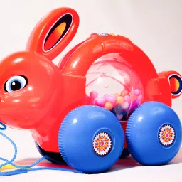 asian Flappy Rabbit-Pull Along Toy Cuddly Rabbit with Moving Ears Pack of 1-Multicolor image 2