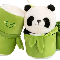 Highy Quality Soft Huggable 2 in 1 Panda With Bamboo Teddy Bear - 35 cm - 30 cm-20