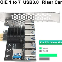 microware PCI-E Riser Card 1 To 7 USB 3.0 Riser Card PCI Express For BTC Mining Miner GDDR6X 1 GB NVIDIA Chipset 64 bit 1 MHz Graphics Card image 2