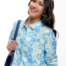 Women Regular Fit Printed Cut Away Collar Casual Shirt-image-71