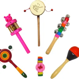 Handmade Wooden Rattles Pack of 6 Eco Friendly Wooden Toys Rattle-image-37
