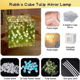 ecovista DIY Cube Tulip Lamp, 2024 New Mirror Tulip Night Light, Tulip Flower Lamp Night Lamp image 4