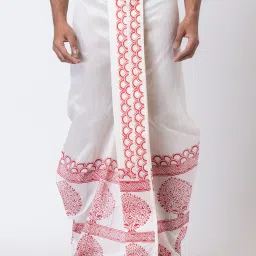 Nakshi Hand Block Printed Dhoti For Men Geometric Print Men Dhoti-image-0
