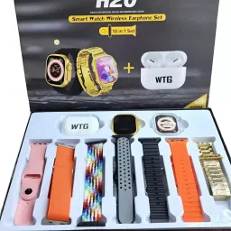 WTG H20 Bluetooth calling 1.99" AMOLED Display Music With 7 Multicolor Strap & 1 TWS Smartwatch image 4