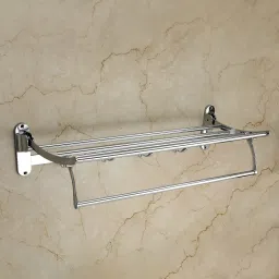 18 inch Folding Rack Bathroom Accessories Premium Stainless Steel Folding Towel Rack and Cloth hanger Towel Holder-image-68