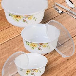 Opalware Mixing Bowl Opalware Mixing Bowl Set with Premium Lid Microwave (500 ml, 1000 ml, 1500 ml)-0