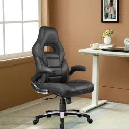 Gaming Leatherette Executive Chair in Black & Grey Colour Leatherette Office Adjustable Arm Chair-image-50