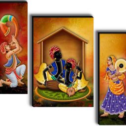 Set Of 3 Rajasthani Traditional Home Décor 3D Digital Reprint 12 inch x 18 inch Painting-18