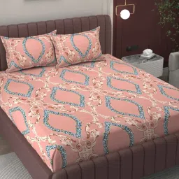 bromwick Pink Abstract 200 TC Microfiber King Sized Double Bedsheet with 2 Pillow Covers-picture-32