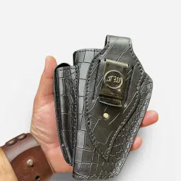 Fw Holster 32 (Pis) Black Croc Print Leather Pistol/Gun Cover M-image-83