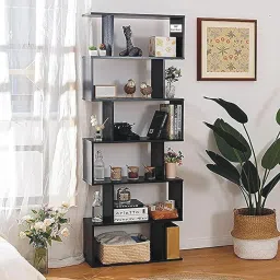 6 Layer Ladder Bookshelf S Shape Engineered Wood Bookcase Open Book Shelf Engineered Wood Open Book Shelf-17