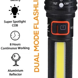 (ZOOMABLE LED METAL )5 Modes Flashlight, Super Bright Cree with COB Torch-12