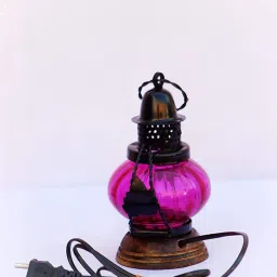 Purple Wooden, Glass Hanging Lantern-image-34