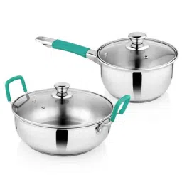 urbanspoon Dale Induction Friendly Silver & Green Stainless Steel (Set of 2) Cookware Set-picture-7