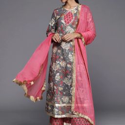 Women Pure Cotton Kurta Sharara Dupatta Set-image-73