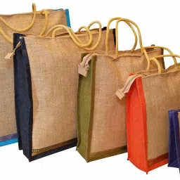 CSM Combo Of 5 Multipurpose Jute - Assorted Colors Pack of 5 Grocery Bags-1