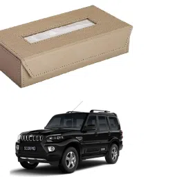 Car Tissue Box Paper Tissue Holder Beige with 200 Sheets(100 Pulls) For Mahindra New Scorpio Vehicle Tissue Dispenser-image-60