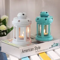 Decorative Hanging Tealight Candle Holder Indoor outdoor Home Decoration Multicolor Iron Hanging Lantern-image-82