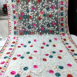 Net Embroidered White Women Dupatta-image-21