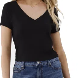 Casual Regular Sleeves Solid Women Black Top-image-2