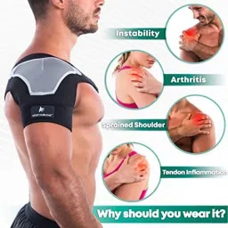Adjustable Compression Shoulder Brace Support,(Right) 1 Pc Men, Women Lacrosse Shoulder Pad-image-51