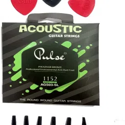 Acoustic PULSE GREEN .11 STRING SET AND PICKS 3 BRIDGE PIN 6 Guitar String-image-72