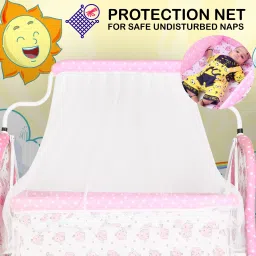 pawkykids Cradle for kids cradle for baby boy and girl Cradle With Swing & Mosquito Net Bassinet image 4