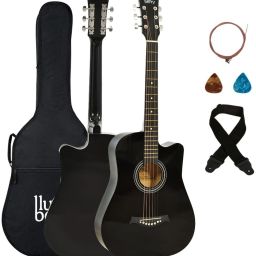 38C Classic Black, 38 Inch Acoustic Guitar Linden Wood Plastic Right Hand Orientation-19
