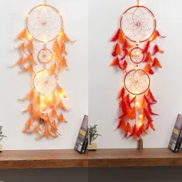 Dream Catcher With Lights, Wall Hangings, Crafts, Home Décor, Bedroom, Balcony Feather, Iron Dream Catcher-1