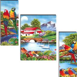 Set of 3 Lake in The Mountain Site Art MDF Art Painting (3734FL) without glass (4.5 X 12, 9 X 12, 4.5 X 12 INCH) Digital Reprint 12 inch x 18 inch Painting-picture-1