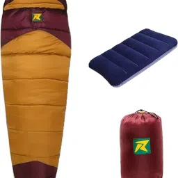 Camplite 10°C to 20°C Sleep Bag For Camping and Traveling (Maroon/Brown,1kg) Sleeping Bag-image-67