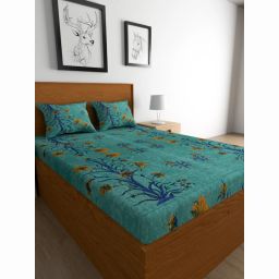 104 TC Cotton Queen Self Design Flat Bedsheet-79
