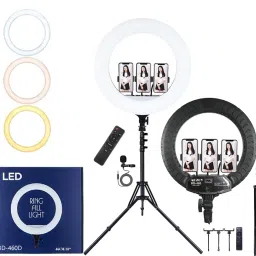 ADZOY Professional Series 7 Feet Tripod Stand with 18" LED Ring Light&Lapel Collar Mic Tripod-19
