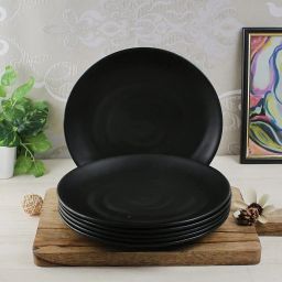 Pack of 3 Melamin Set of 3 Matt Black Dinner Plates for Dining Table Decor Home and Kitchen Dinner Set-25