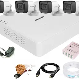 HIKVISION 4 Channal Turbo HD H.265 DVR 1Pcs,Outdoor Camera 5 MP Turbo HD AUDIO 4Pcs, ,Full combo set Security Camera-26