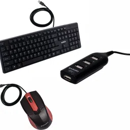 zebion K500 Wired Keyboard+ Swag wired Mouse+Pronto101 Usb hub Wired USB Standard Multi-device Keyboard Compatible with Desktop, Laptop, Mac Easy to Use,Plug and Play,Quick, Comfy Durable body-32