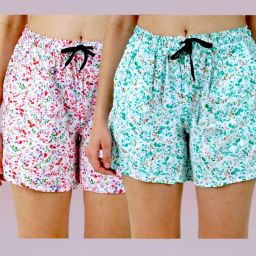 Pack of 2 Floral Print Women Pink, Green Regular Shorts-image-41