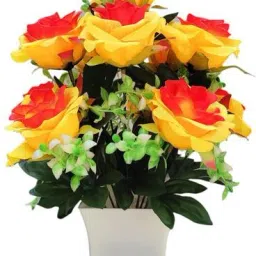paper rose pot for home decor Yellow Rose Artificial Flower-13