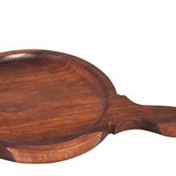 Wooden Pizza Bat Platter , Pizza Plate/Board/Racket, Round, Slim, 10 Inch, Brown Tray-14