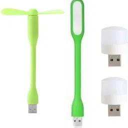 icall Combo pack of 4 (USB Fan, USB Light, Mini USB Bulb)- Emergency Combo use with Power bank, Laptop, Computer USB Fan, Led Light-picture-4