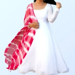 Geometric Print Georgette Stitched Anarkali Gown-image-65