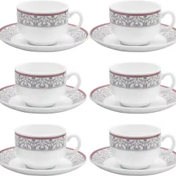 Pack of 12 Opalware Opalware Glass Morrocon pinkTea Cup With Saucers (6 Cup, 6 Saucer) - 160 Ml-image-75