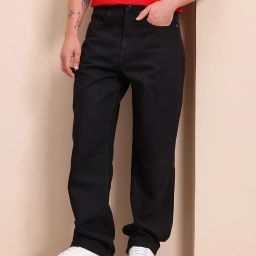 Men Relaxed Fit Mid Rise Black Jeans-image-80