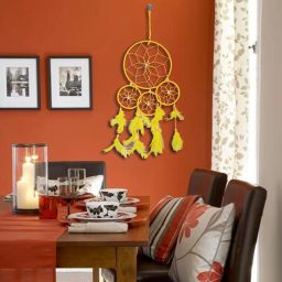 Yellow Color 4 Rings Dream Catcher Wall Hanging For Home / Office Wool Dream Catcher-image-17