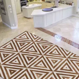 dazzhome Brown Hair On Leather Geometrical Hand Woven 4X6ft Carpet-picture-42