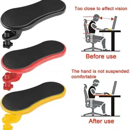 TYAG Rotating Computer Arm Rest Pad, Ergonomic Adjustable PC Wrist Rest Extender, Desk Attachable Home Office Mouse Pad Health Care Arm Support - Multi Colour plastic arm rest pad Wrist Rest-6