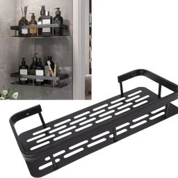 Stylish Black Bathroom Shelf – Wall Mount Organizer Metal Bathroom Shelf Steel Wall Shelf-image-66
