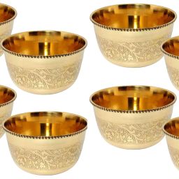 Brass Cereal Bowl Hand Made Big Size Brass Floral Bowls for Dinnerware,Serveware Katori -300 ML-picture-22